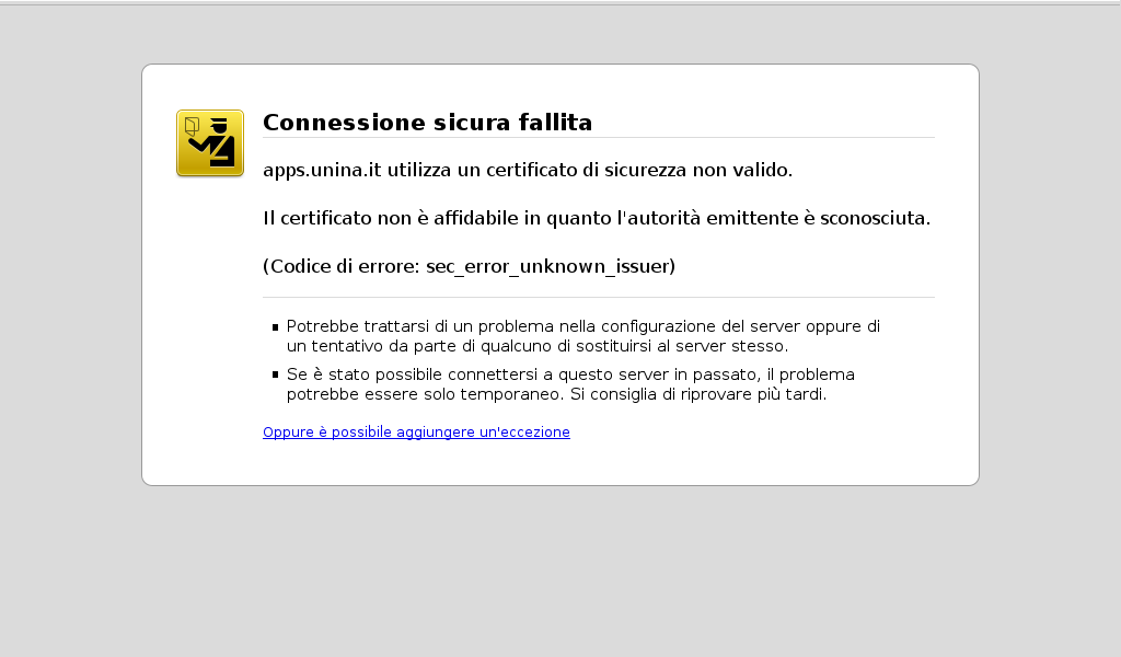 connessione sicura fallita